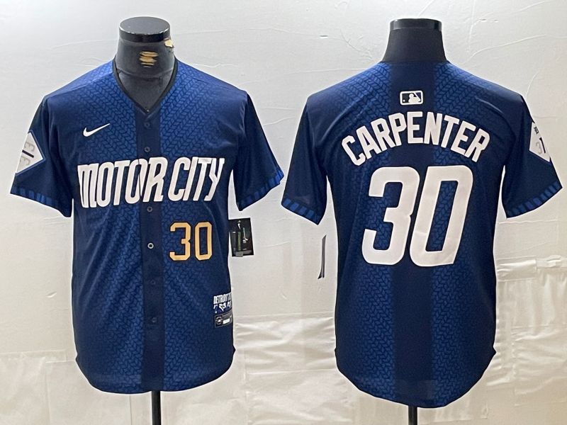 Men Detroit Tigers 30 Carpenter Blue City Edition Nike 2024 MLB Jersey style 3